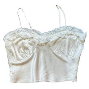 Beverly and Beck White Lace Satin Cami Bralette Top Large